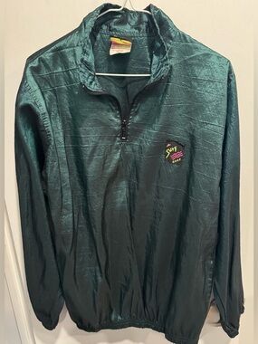 Vntg Surf Gear 90s pull over Windbreaker Green jacket lifeguard beach retro XL